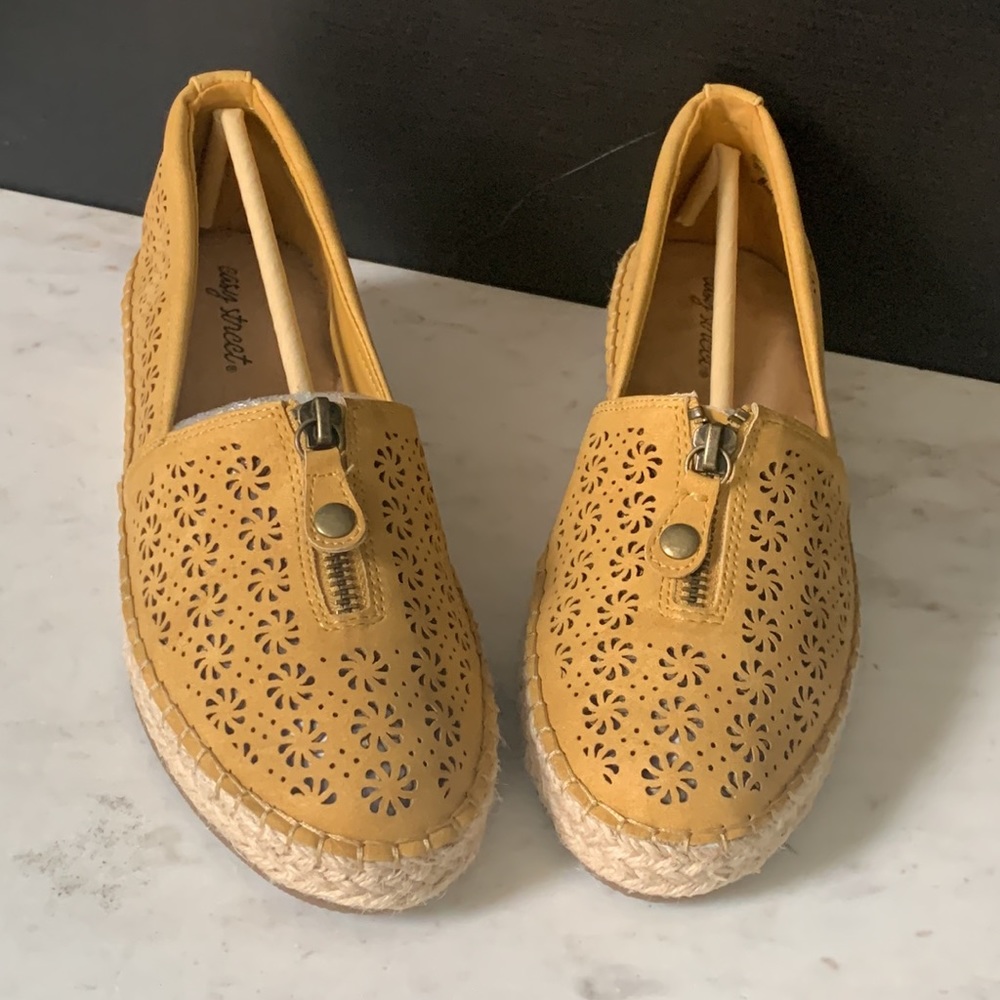 Easy Street Zenon Golden Yellow Small Espadrille Wedge - Picture 3 of 12